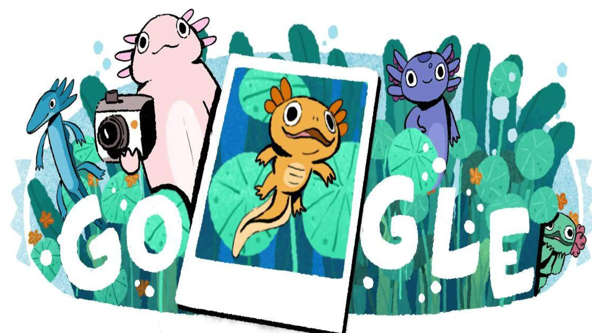 Google lanza un Doodle interactivo que homenajea al ajolote del Lago de Xochimilco